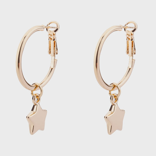Eternal Hoop & Star Pendant Earrings - Gold