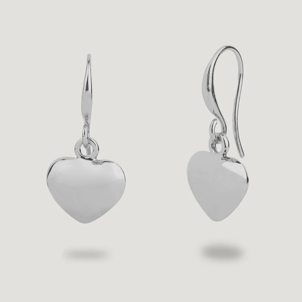 Heart Drop Earrings - Silver