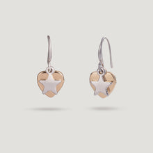 Load image into Gallery viewer, Emily Heart &amp; Star Drop Earrings - Silver &amp; Gold