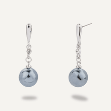 Load image into Gallery viewer, Audrey Mother of Pearl &amp; Crystal Drop Earrings - Silver Rhodium Plated