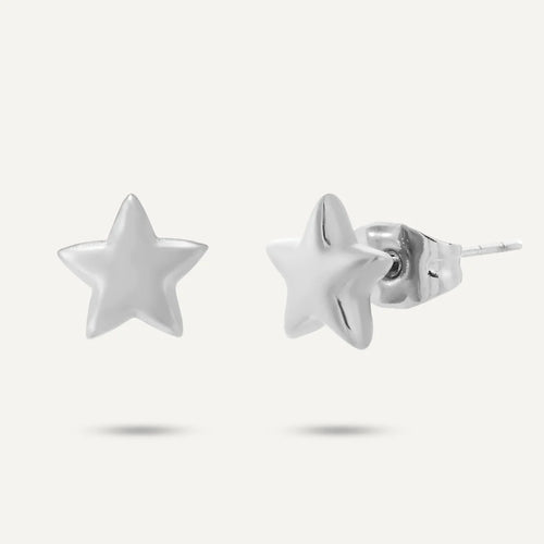Keira Small Star Stud Earrings - Silver Rhodium