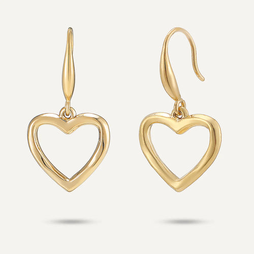 Sweetheart Heart Drop Earrings - Gold