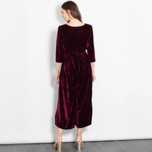 Load image into Gallery viewer, Marlene Velvet Wide Leg Jumpsuit - Berry
