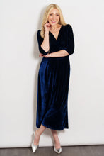 Load image into Gallery viewer, Marlene Velvet Wide Leg Jumpsuit - Navy