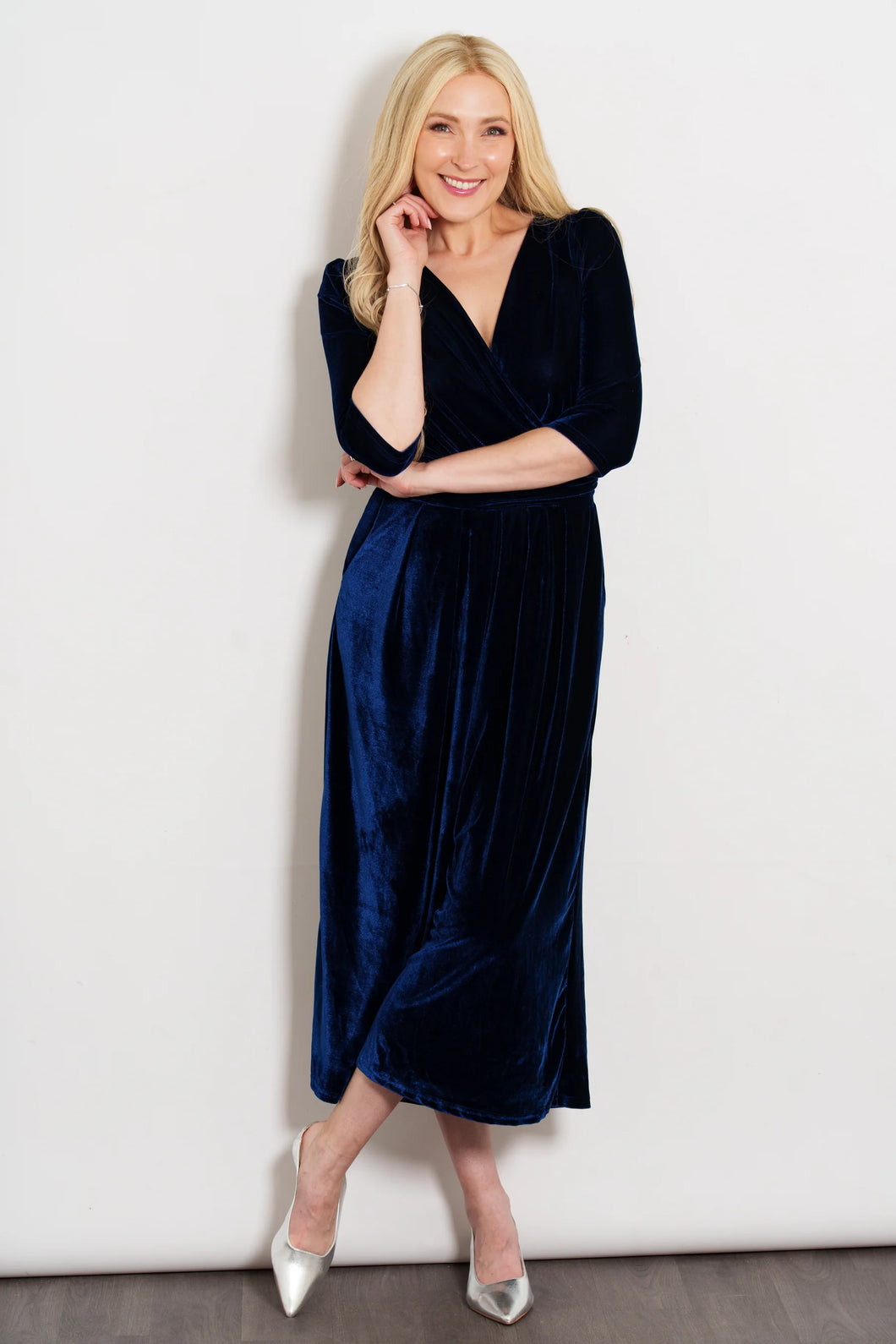 Marlene Velvet Wide Leg Jumpsuit - Navy