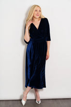 Load image into Gallery viewer, Marlene Velvet Wide Leg Jumpsuit - Navy
