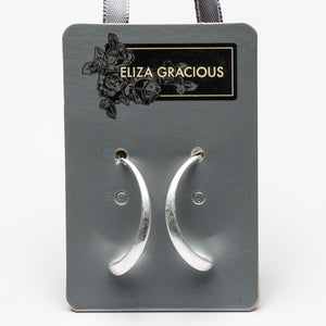 Curved Bar Earrings - Burnished Silver