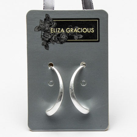 Curved Bar Earrings - Burnished Silver
