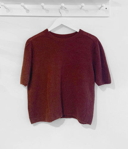Elin Alpaca Wool Blend Short Sleeve Jumper - Burgundy