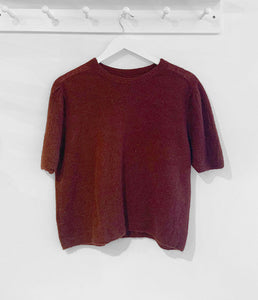 Elin Alpaca Wool Blend Short Sleeve Jumper - Burgundy
