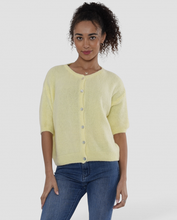 Load image into Gallery viewer, Elin Alpaca Blend Short Sleeve Cardigan - Lemon