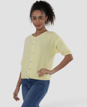 Load image into Gallery viewer, Elin Alpaca Blend Short Sleeve Cardigan - Lemon
