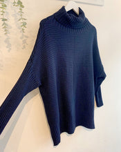 Load image into Gallery viewer, Eliza Ribbed Cowl Neck Jumper - Navy