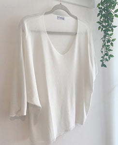 Erin Fine Knit V Neck Jumper - White