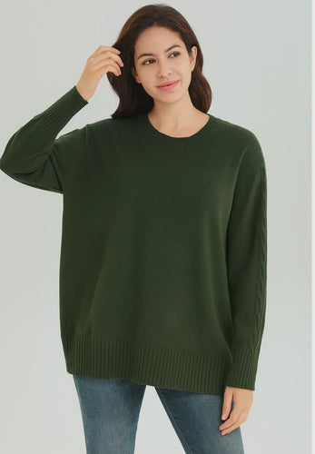 Freda Cable Knit Jumper - Khaki