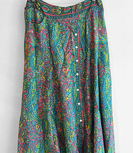 Load image into Gallery viewer, Gaia Paisley Print Long Button Skirt - Turquoise