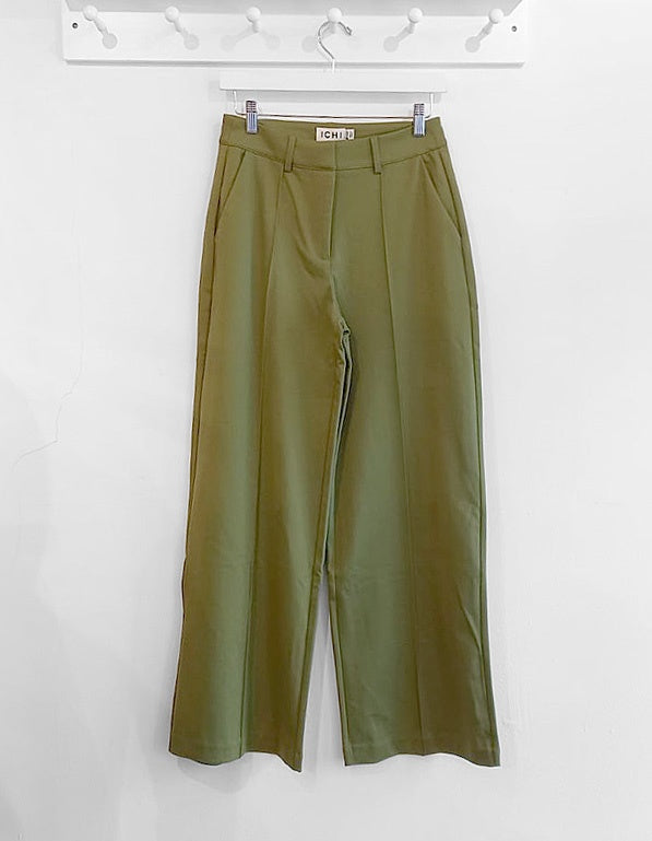 ICHI Kate Office Wide Legged Trousers - Mayfly