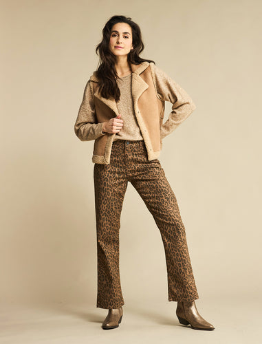 Red Button Kim Leopard Print Jeans - Brown