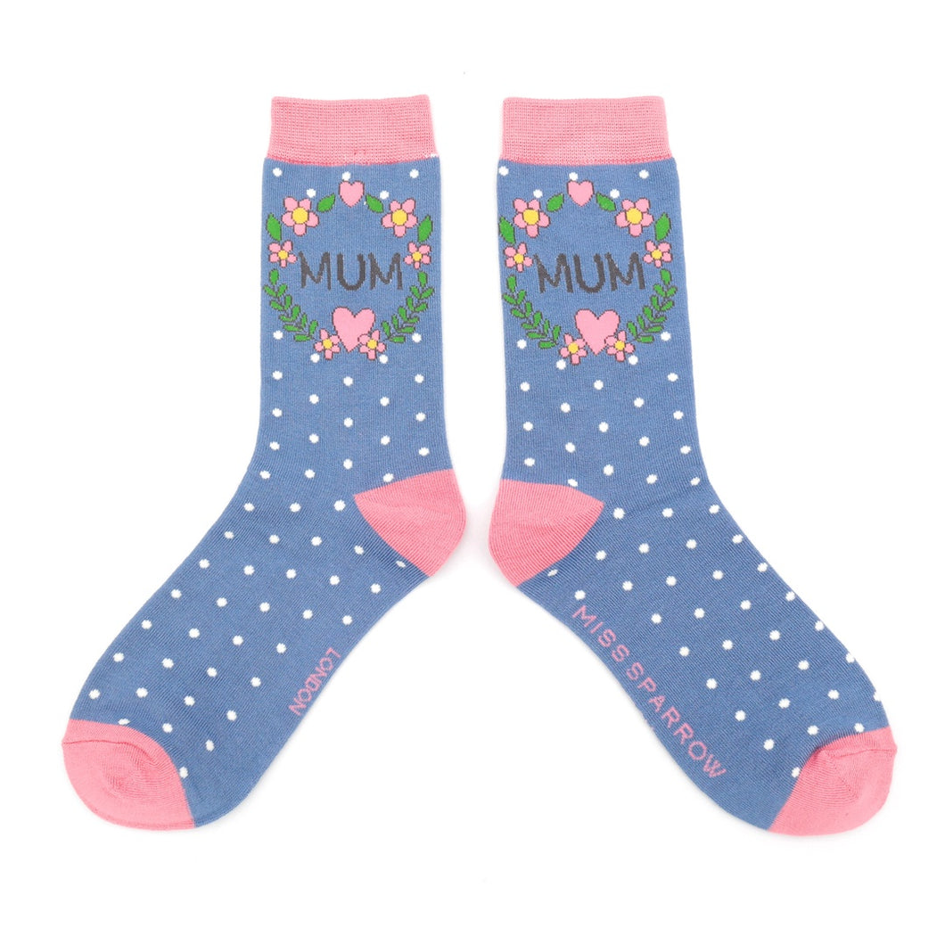 Miss Sparrow Bamboo Mum Floral Wreath Socks