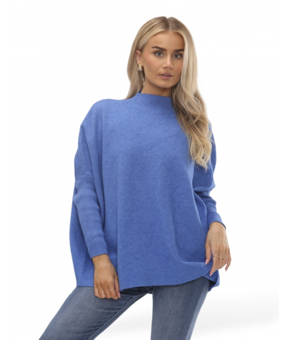 Lara Turtle Neck Batwing Jumper - Cornflower Blue