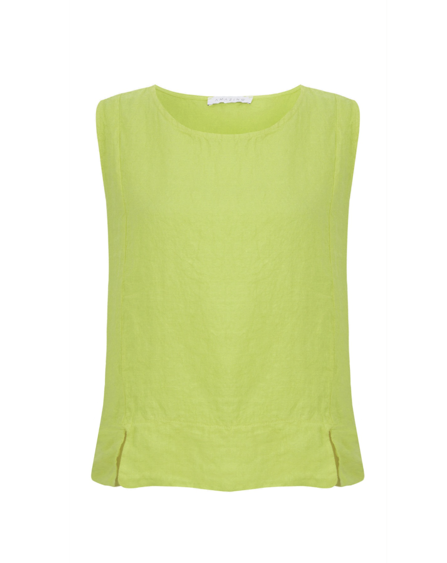 Amazing Woman Lucie Linen Sleeveless Top - Lime