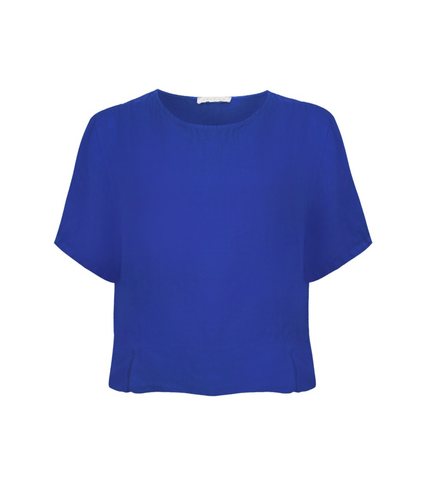 Amazing Woman Lucie Linen Short Sleeve Top - Royal Blue