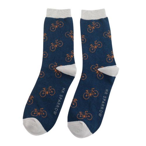 Mr Sparrow Bike Bamboo Socks - Navy