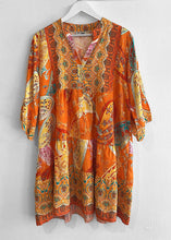 Load image into Gallery viewer, Marianne Paisley Print Short Smock Dress - Orange