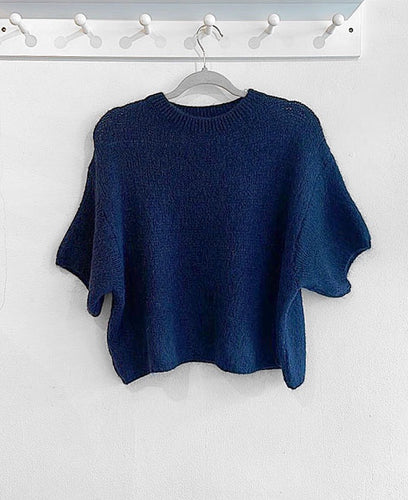 Mia Cropped Mohair Blend Jumper - Navy