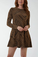 Load image into Gallery viewer, Zeena Lurex Animal Print Swing Dress