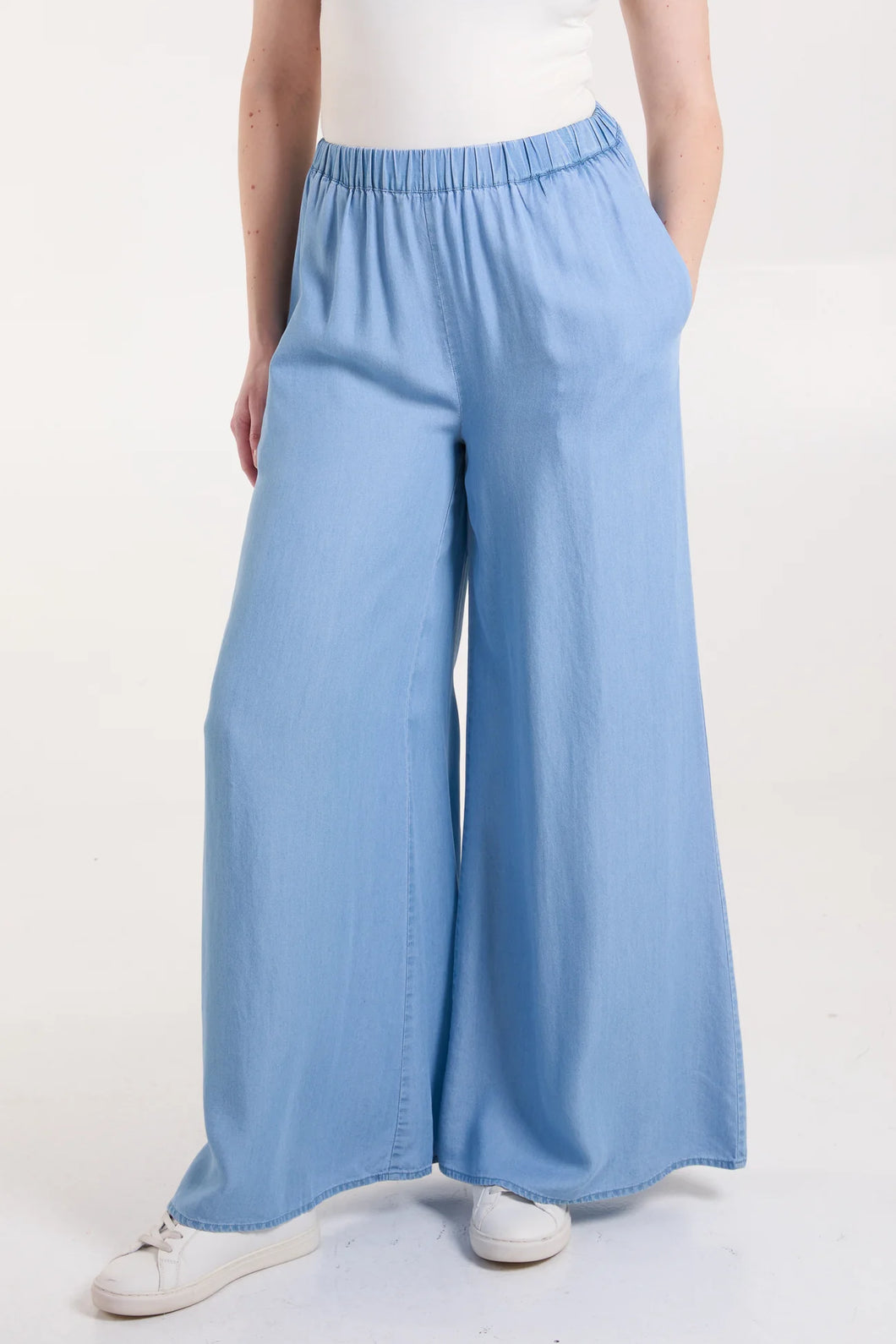 Annie Wide Leg Trousers - Mid Denim