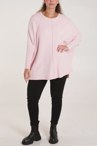 Eva Seam Front Soft Knit Jumper - Baby Pink