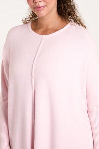 Eva Seam Front Soft Knit Jumper - Baby Pink