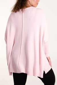 Eva Seam Front Soft Knit Jumper - Baby Pink