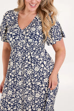 Load image into Gallery viewer, Rosie Floral Print Midi Dress - Navy &amp; White
