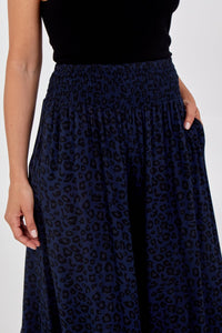 Luella Leopard Print Culotte Trousers - Navy