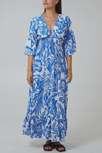Load image into Gallery viewer, Rosalind Floral Print Shirred Maxi Dress - Royal Blue