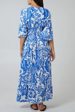 Load image into Gallery viewer, Rosalind Floral Print Shirred Maxi Dress - Royal Blue