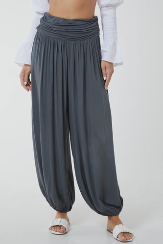 Milano Cotton Harem Trousers - Charcoal