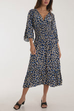 Load image into Gallery viewer, Alicia Leopard Print Shirred Maxi Dress - Royal Blue