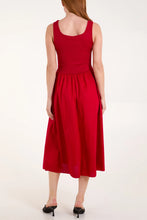 Load image into Gallery viewer, Clara Cotton Blend Sleeveless Midi Dress - Red