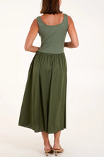 Load image into Gallery viewer, Clara Cotton Blend Sleeveless Midi Dress - Khaki
