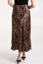 Load image into Gallery viewer, Adelphi Satin Slip Midi Skirt - Black &amp; Tan Leopard Print