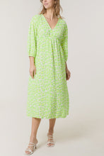 Load image into Gallery viewer, Aleks Cotton Cheesecloth Leopard Print Midi Dress - Lime &amp; Yellow