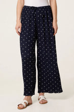 Load image into Gallery viewer, Katie Polka Dot Plisse Trousers - Navy &amp; Blue