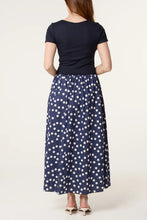 Load image into Gallery viewer, Clara Cotton Blend Short Sleeve Midi Dress - Navy &amp; White Polka Dot