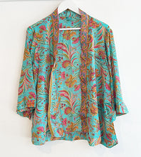 Load image into Gallery viewer, Orphelia Paisley Print Short Kimono Jacket - Mint &amp; Orange