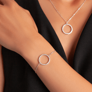 Vivienne Circle Drawstring Bracelet - White Gold