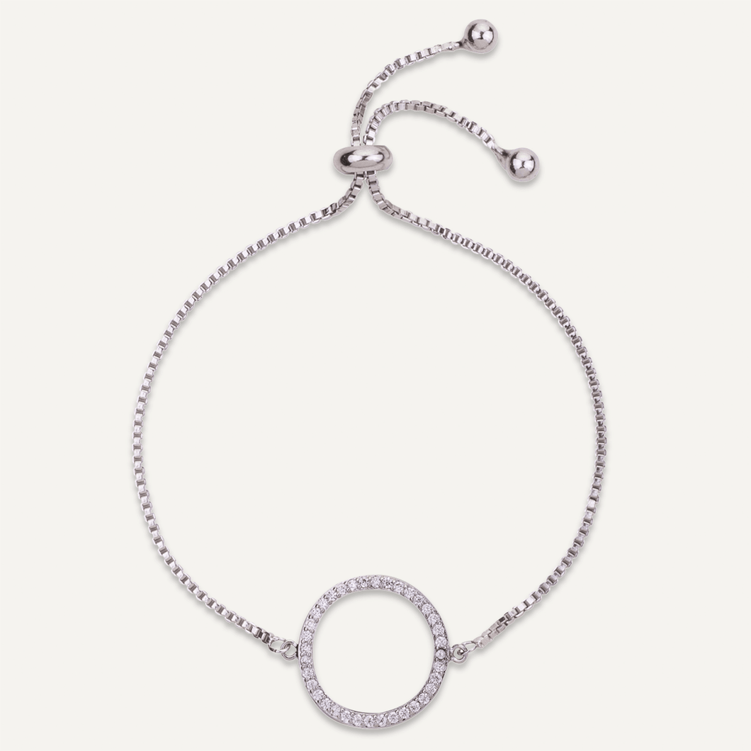 Vivienne Circle Drawstring Bracelet - White Gold