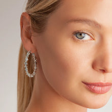 Load image into Gallery viewer, Vivienne Textured Hoop Earrings - White Gold Plated